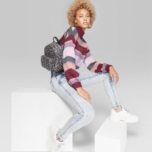 WILD FABLE Striped Neck Sweater in Crystal Violet - Picture 2 of 4